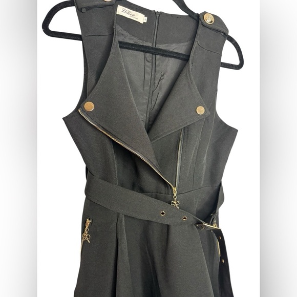 Old Money Grunge Black Belted Bow Accent Mini Dress Size Large - Picture 5 of 12